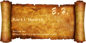 Bartl Henrik névjegykártya